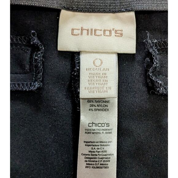Chicos Black Mid Rise Straight Leg Stretch Career Dress Leggings Pant Size Small - Picture 3 of 7